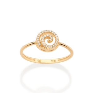 Anel Skinny Espiral Banhado A Ouro 18k Com Zircônias - 513456