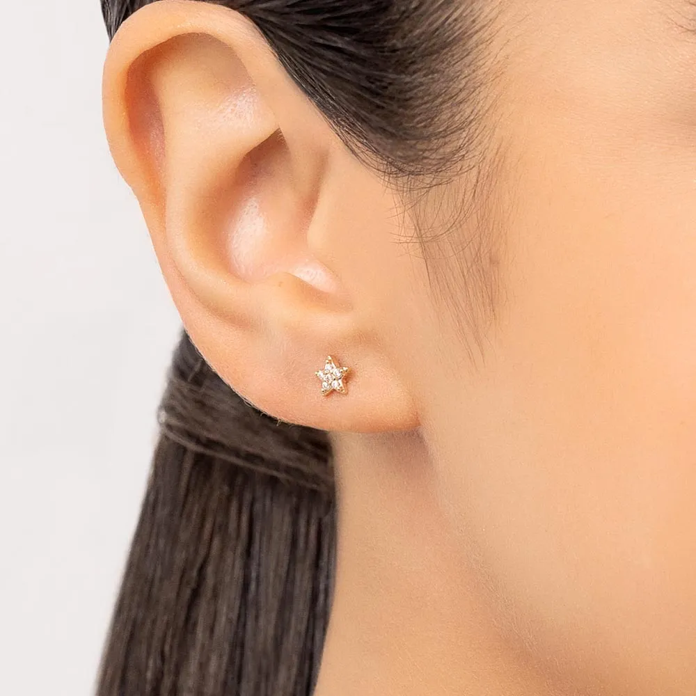 Brinco estrela folheado a ouro 18k com zircônias - 527251 - Imagem 2