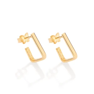 Brinco retangular folheado a ouro 18k -  527232