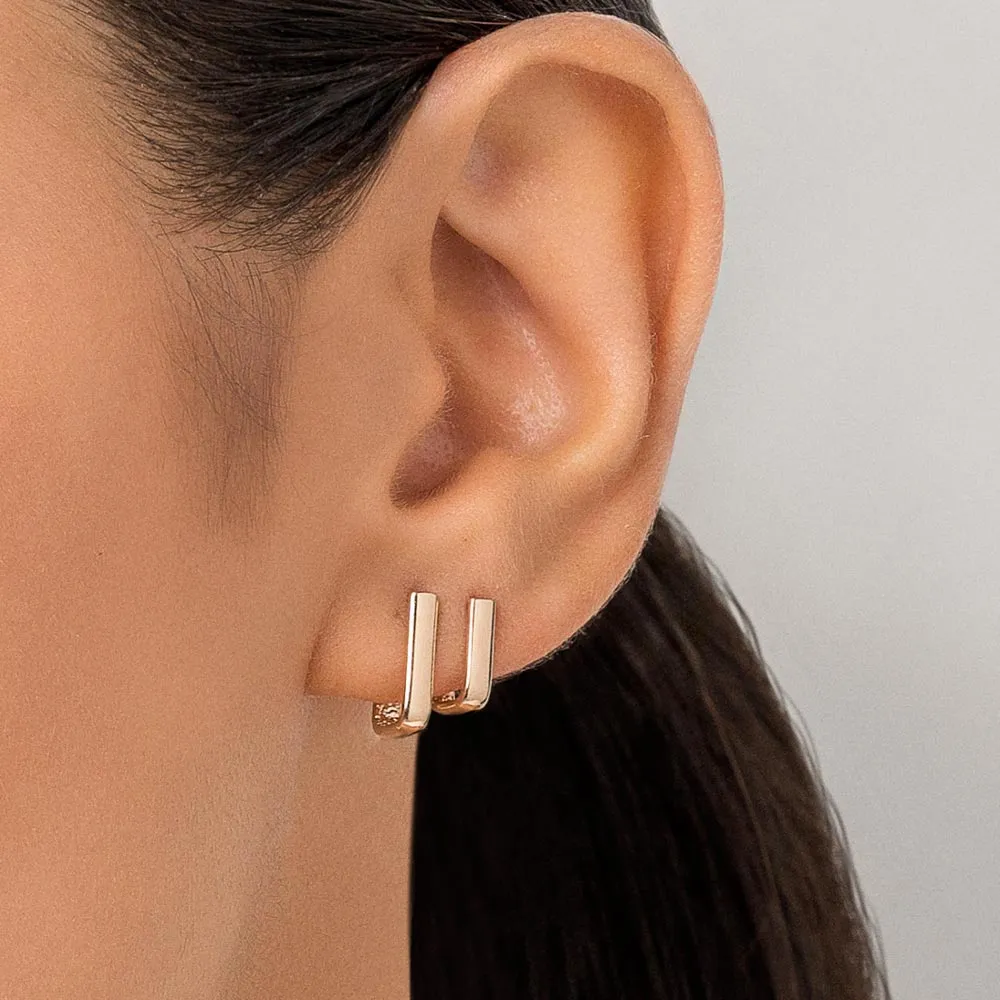 Kit brinco retangular folheado a ouro 18k - 527241 - Imagem 2