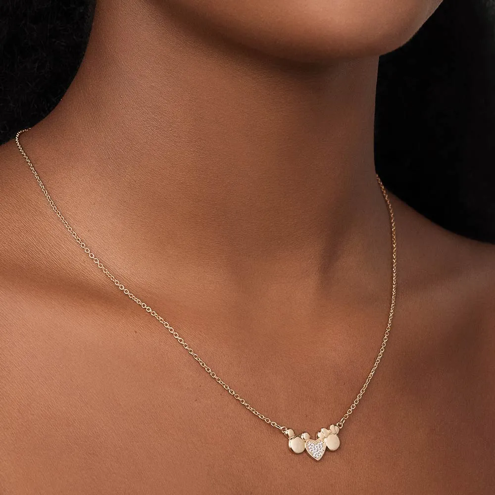 Gargantilha Coração Mickey e Minnie Banhado a Ouro 18k com Zircônias - tam.50- 532526 - Imagem 2