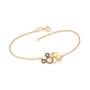Pulseira Mickey e Minnie Entrelaçados Banhado a Ouro 18k Com Zircônias - tam.20 552152