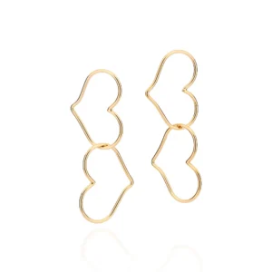 Maxi brinco corações banhado a ouro 18k - 527287