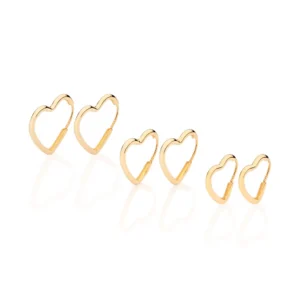 Kit brinco argola coração banhado a ouro 18k - 527288