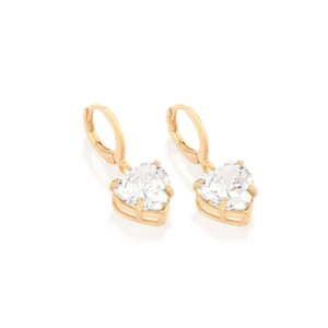Brinco argola coração banhado a ouro 18k com zircônias - 527301