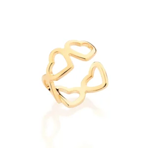 Brinco piercing de pressão coração banhado a ouro 18k - 527289