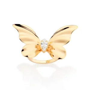 MAXI ANEL BORBOLETA BANHADO A OURO 18K COM ZIRCÔNIAS 513486