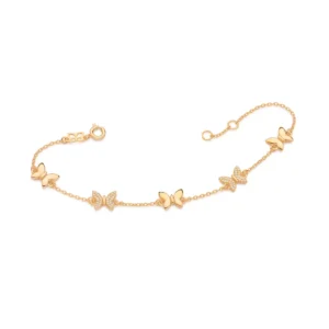 PULSEIRA BORBOLETAS BANHADA A OURO 18K COM ZIRCÔNIAS - TAM.19 552159