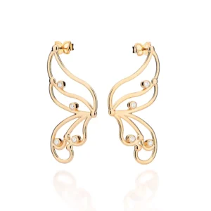 MAXI BRINCO BORBOLETA BANHADO A OURO 18K COM ZIRCÔNIAS - TAM.ÚNICO 527332