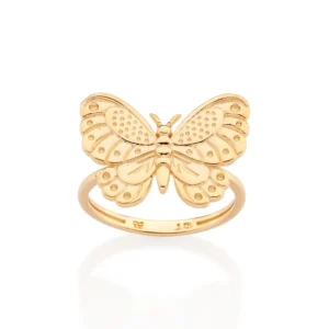 ANEL SKINNY BORBOLETA BANHADO A OURO 18K 513482