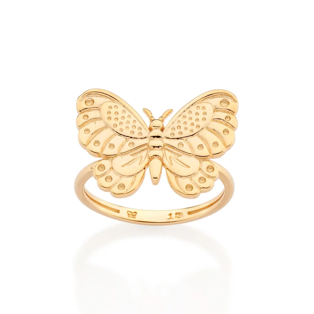 ANEL SKINNY BORBOLETA BANHADO A OURO 18K 513482