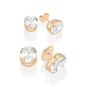 KIT BRINCO OVAL BANHADO A OURO 18K COM ZIRCÔNIAS - TAM.ÚNICO 527393