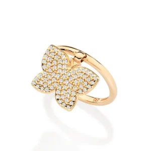 ANEL BORBOLETA BANHADO A OURO 18K COM ZIRCÔNIAS 513520