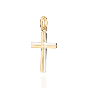 PINGENTE CRUZ BANHADO A OURO 18K COM APLICAÇÃO DE RHODIUM - TAM.ÚNICO 542627