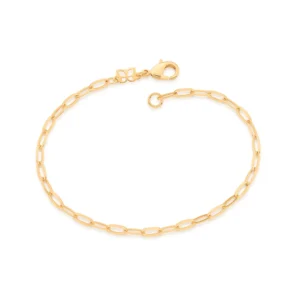 PULSEIRA ELO CADEADO OVAL BANHADA A OURO 18K - TAM.20