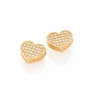 BRINCO BANHADO A OURO 18K CORAÇÃO COM ZIRCÔNIAS - TAM.ÚNICO 525446