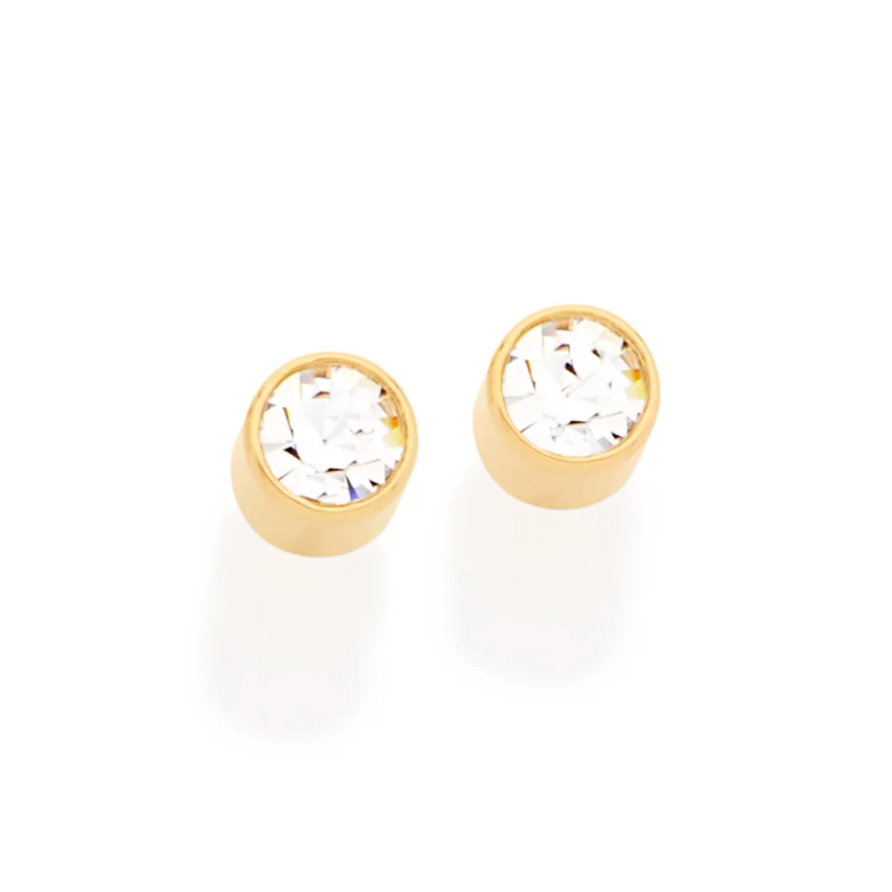 BRINCO SOLITÁRIO BANHADO A OURO 18K COM CRISTAIS - TAM.ÚNICO 523172