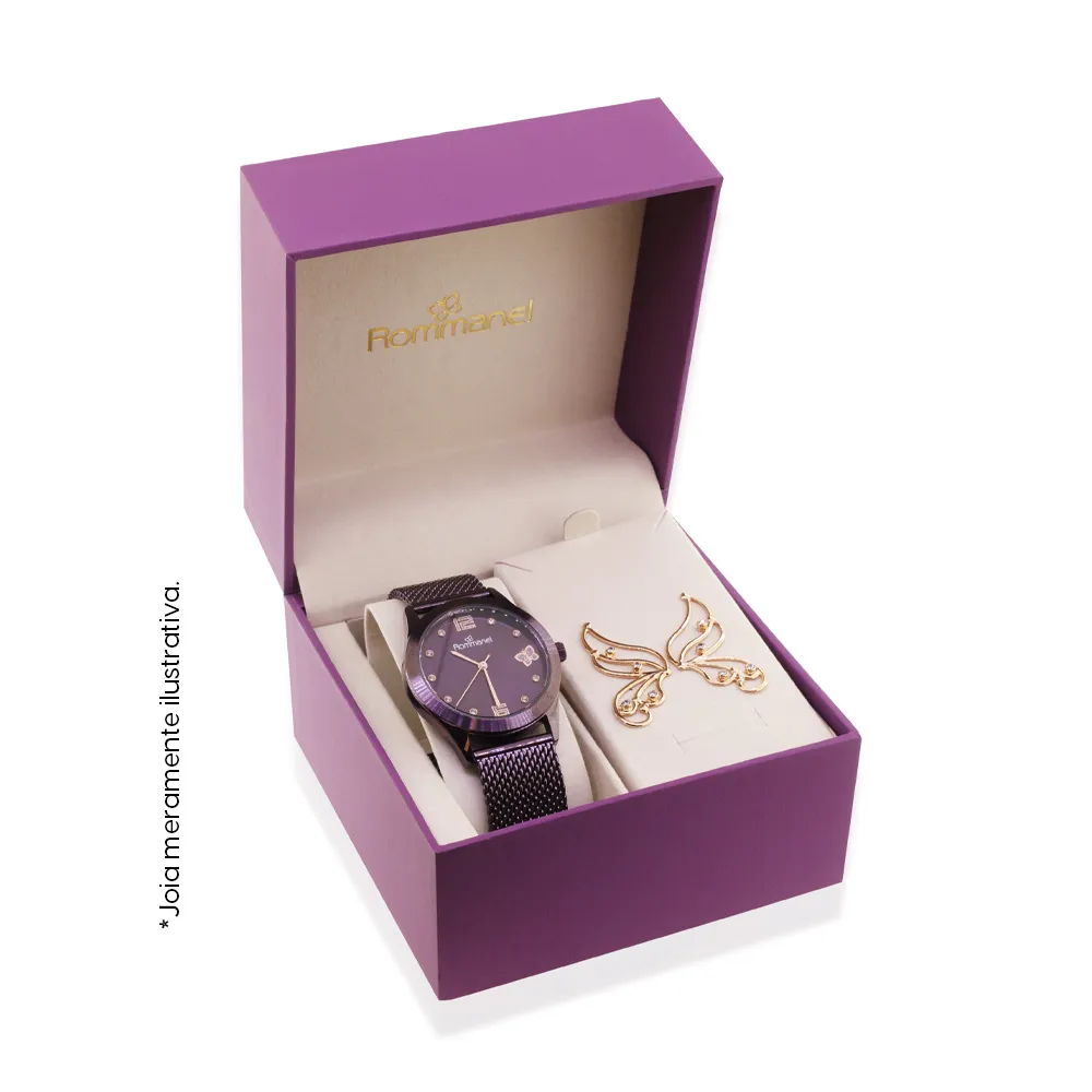 RELÓGIO ROMMANEL ANÁLOGIO ROXO COM BORBOLETA - TAM.ÚNICO 650013 - Imagem 4