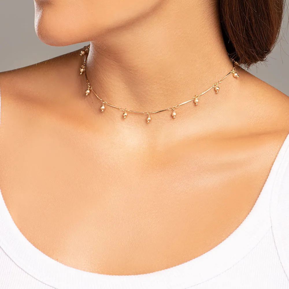 GARGANTILHA CHOKER BOLINHAS BANHADA A OURO 18K - TAM.37 532067 - Imagem 2