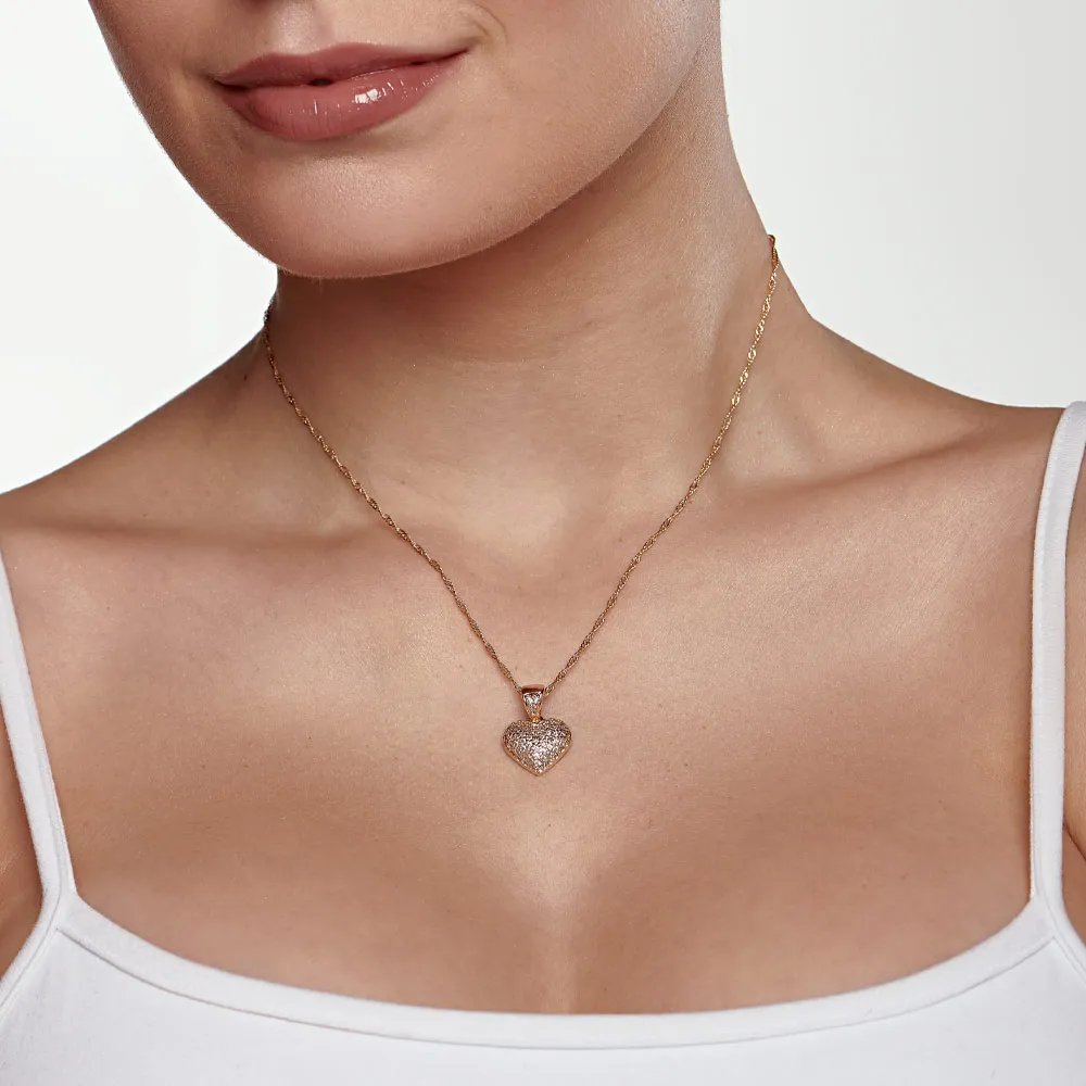 PINGENTE BANHADO A OURO 18K CORAÇÃO COM ZIRCÔNIAS - TAM.ÚNICO 541515 - Imagem 2