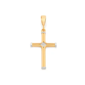 PINGENTE CRUZ BANHADO A OURO 18K COM APLICAÇÃO DE RHODIUM - TAM.ÚNICO 542415