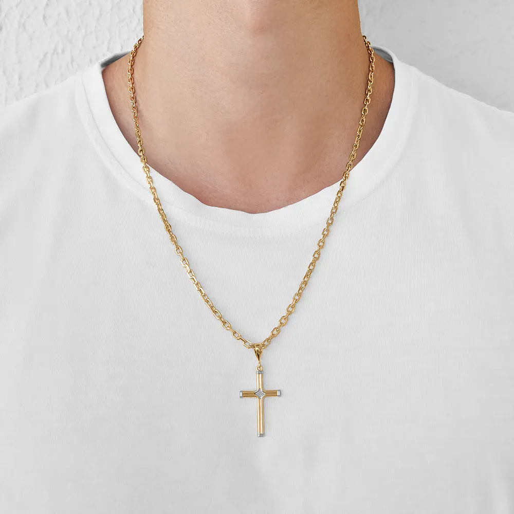 PINGENTE CRUZ BANHADO A OURO 18K COM APLICAÇÃO DE RHODIUM - TAM.ÚNICO 542415 - Imagem 2