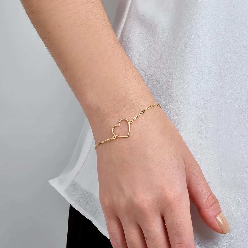 PULSEIRA COM CORAÇÃO BANHADA A OURO 18K - TAM.19 551709 - Imagem 2