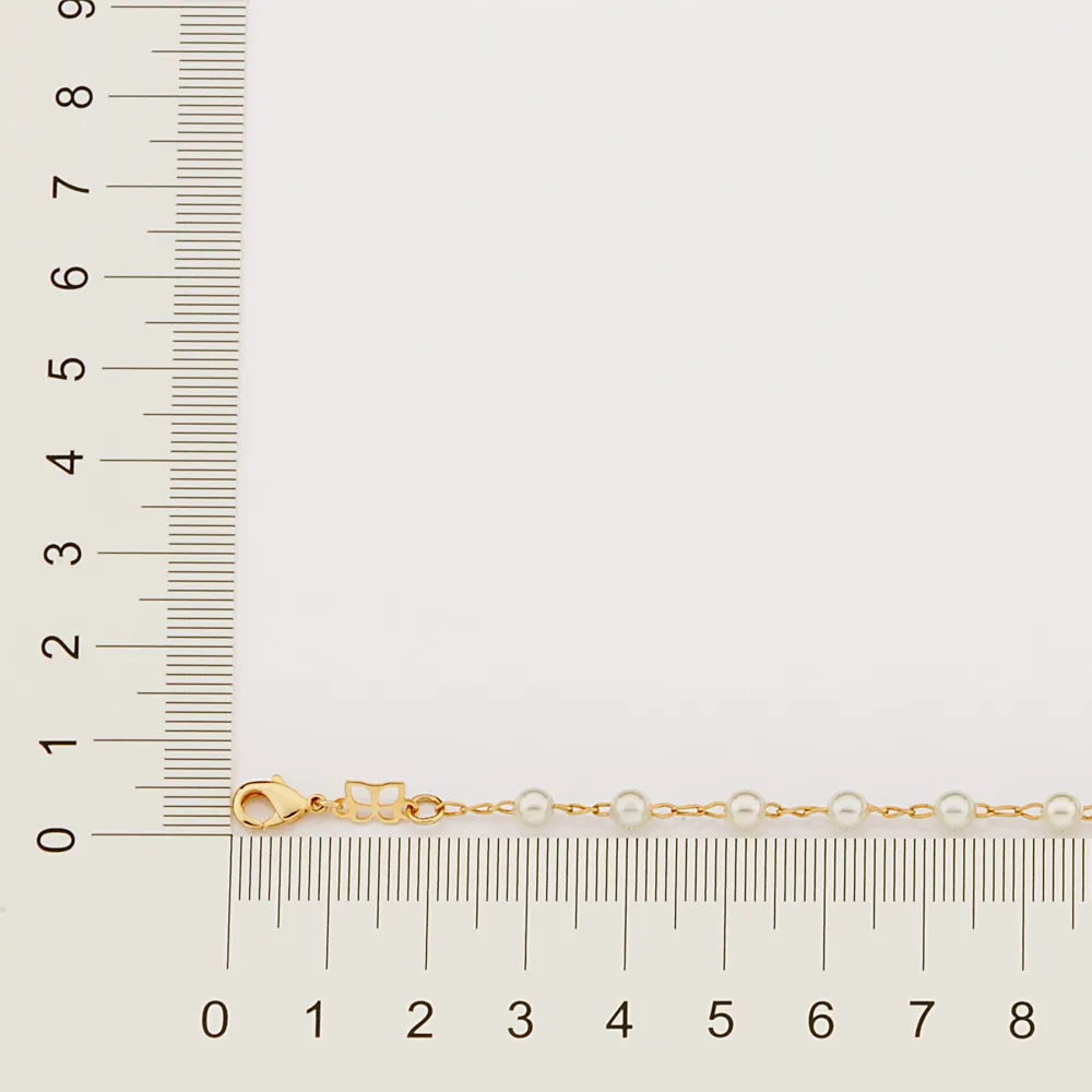 PULSEIRA BANHADA A OURO 18K COM PERÓLAS SINTÉTICAS - TAM.19 551350 - Imagem 2