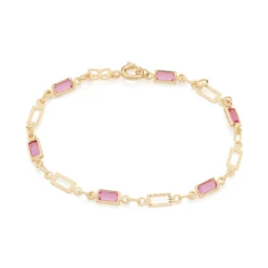 PULSEIRA INFANTIL BANHADA A OURO 18K COM CRISTAIS - TAM.15 551617