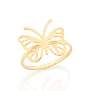 ANEL BORBOLETA BANHADO A OURO 18K 513051 TAM 22