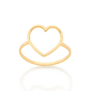 ANEL SKINNY CORAÇÃO BANHADO A OURO 18K TAM 22 512981