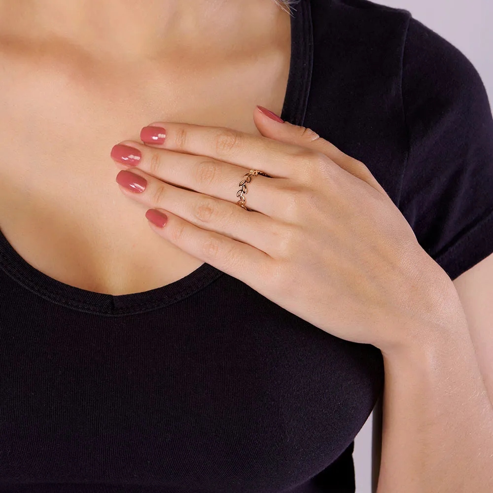 ANEL BANHADO A OURO 18K FORMADO POR FOLHAS 512710 - Imagem 2