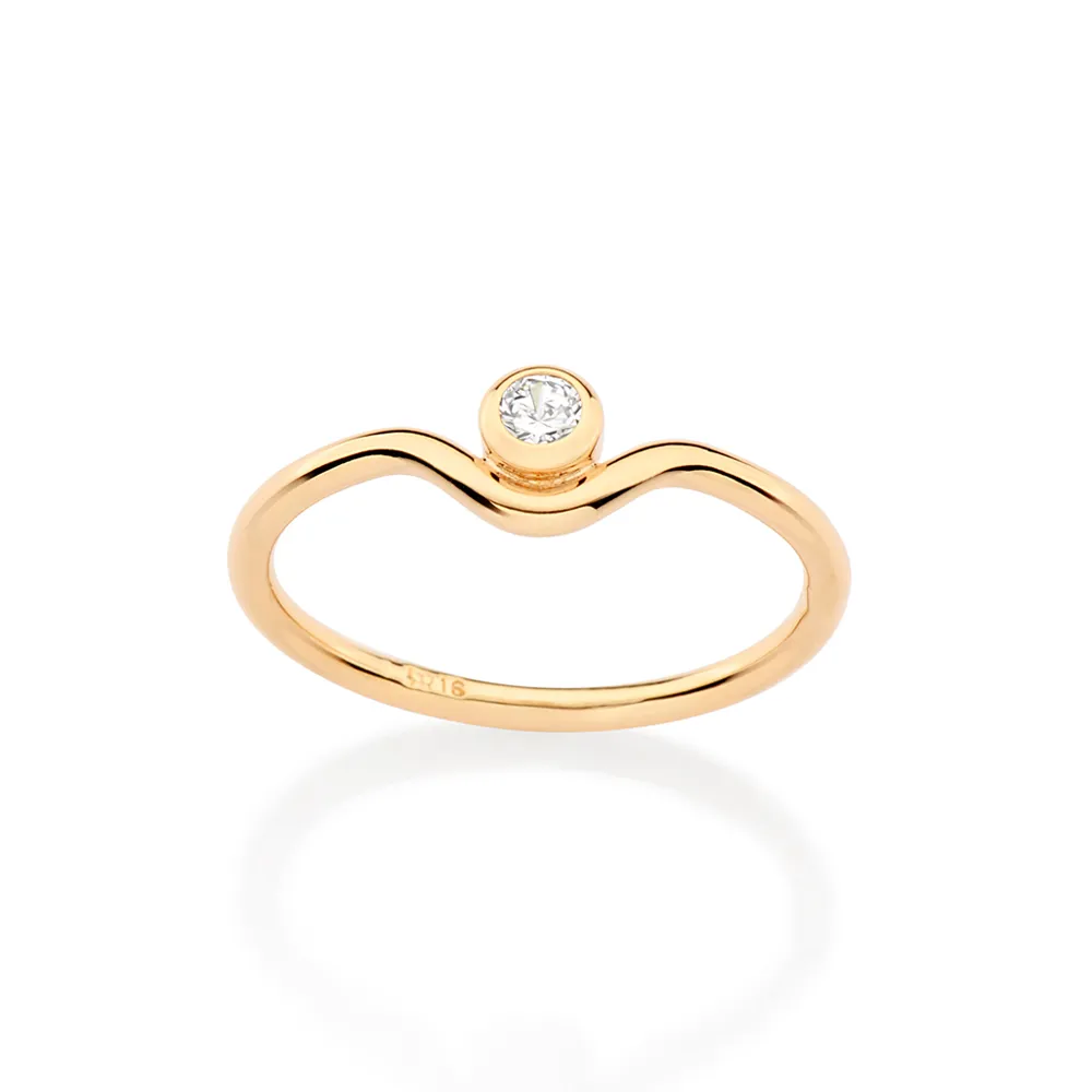 ANEL SOLITÁRIO BANHADO A OURO 18K COM ZIRCÔNIA 513538