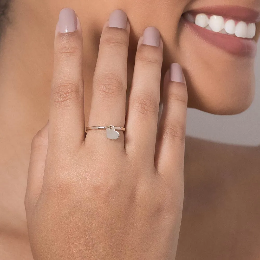 ANEL SKINNY COM PINGENTE CORAÇÃO BANHADO A OURO 18K 513540 - Imagem 2