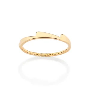 ANEL SKINNY ARO TORCIDO E DETALHE ASSIMÉTRICO BANHADO A ORO 18K 513537