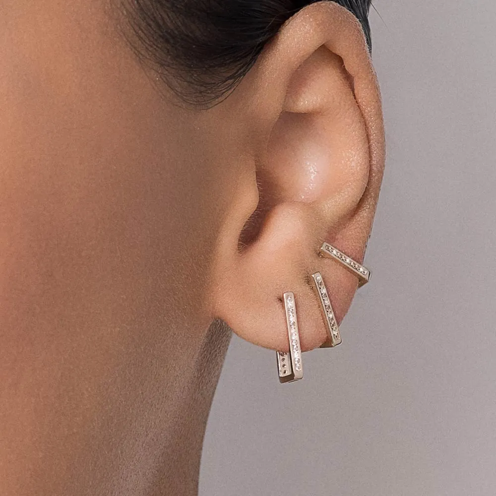 KIT BRINCO ARGOLA RETANGULAR BANHADO A OURO 18K COM ZIRCÔNIAS - TAM.ÚNICO 527407 - Imagem 3