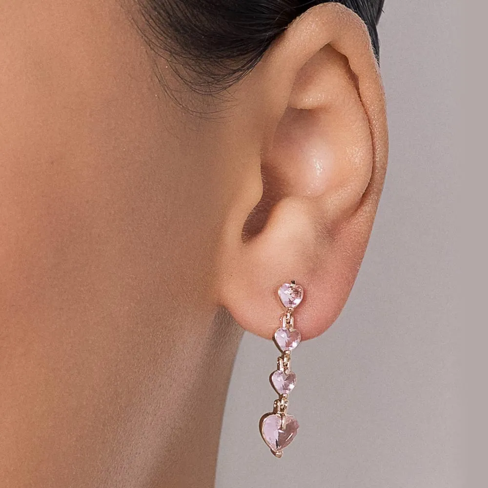 BRINCO PÊNDULO CORAÇÕES BANHADO A OURO 18K COM ZIRCÔNIAS - TAM.ÚNICO 527371 - Imagem 2