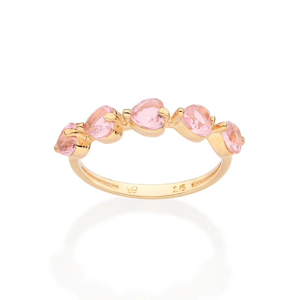 ANEL SKINNY CORAÇÕES BANHADO A OURO 18K 513519