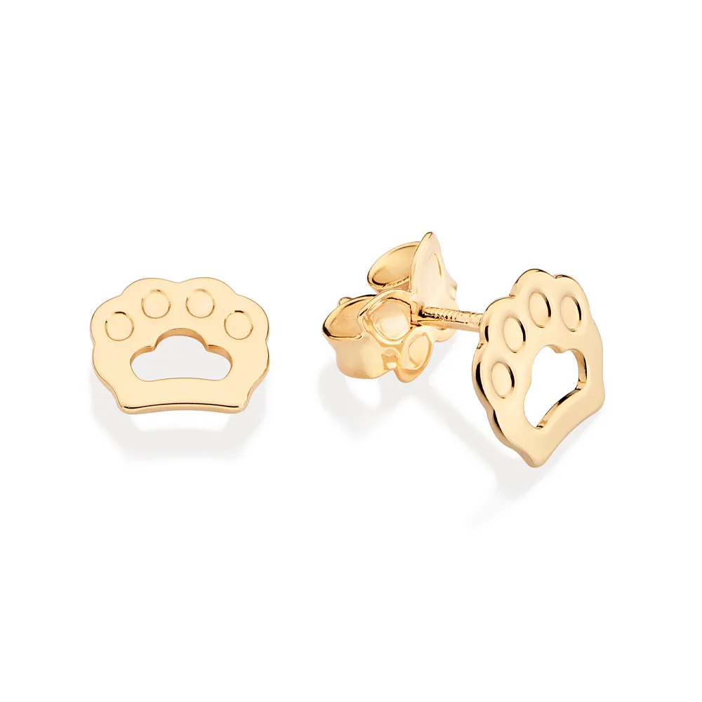BRINCO PATA DE PET VAZADA BANHADO A OURO 18K - TAM.ÚNICO 527439 - Imagem 2