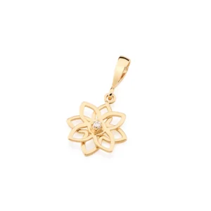 PINGENTE FLOR BANHADO A OURO 18K COM ZIRCÔNIA - TAM.ÚNICO 541929