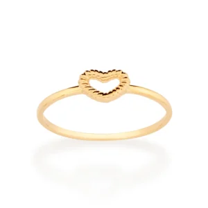 ANEL SKINNY CORAÇÃO BANHADO A OURO 18K TAM 18 513065