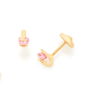 BRINCO BANHADO A OURO 18K COM CRISTAIS - TAM.ÚNICO 523530 ROSA
