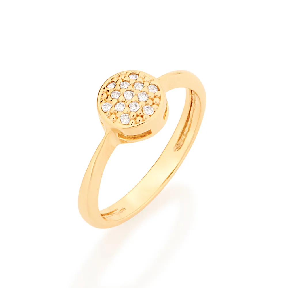 ANEL BANHADO A OURO 18K COM ZIRCÔNIAS TAM 18 511384