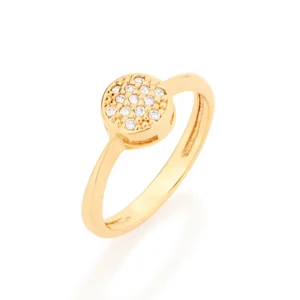 ANEL BANHADO A OURO 18K COM ZIRCÔNIAS TAM 16 511384