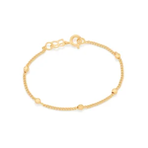 PULSEIRA BANHADA A OURO 18K INFANTIL COM BOLAS - TAM.14