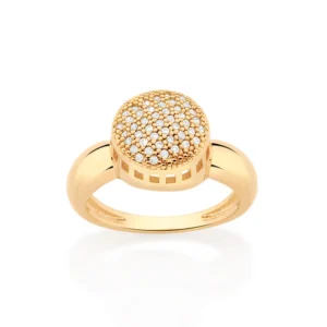 ANEL BOTÃO BANHADO A OURO 18K COM ZIRCÔNIAS TAM 16 513225