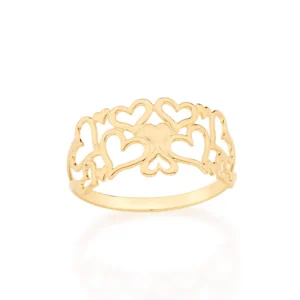 ANEL BANHADO A OURO 18K  CORAÇÕES TAM 20 512357