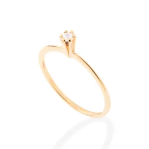 ANEL SOLITÁRIO BANHADO A OURO 18K COM ZIRCÔNIA TAM 12 512180