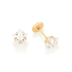 BRINCO SOLITÁRIO ESTRELA BANHADO A OURO 18K COM ZIRCÔNIA - TAM.ÚNICO 524224