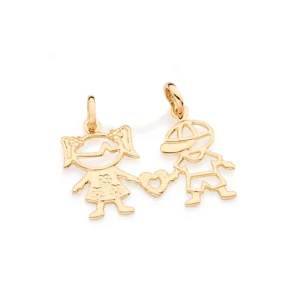 PINGENTE BANHADO A OURO 18K MENINO E MENINA - TAM.ÚNICO 541937